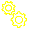 Cogs Processing Icon Yellow