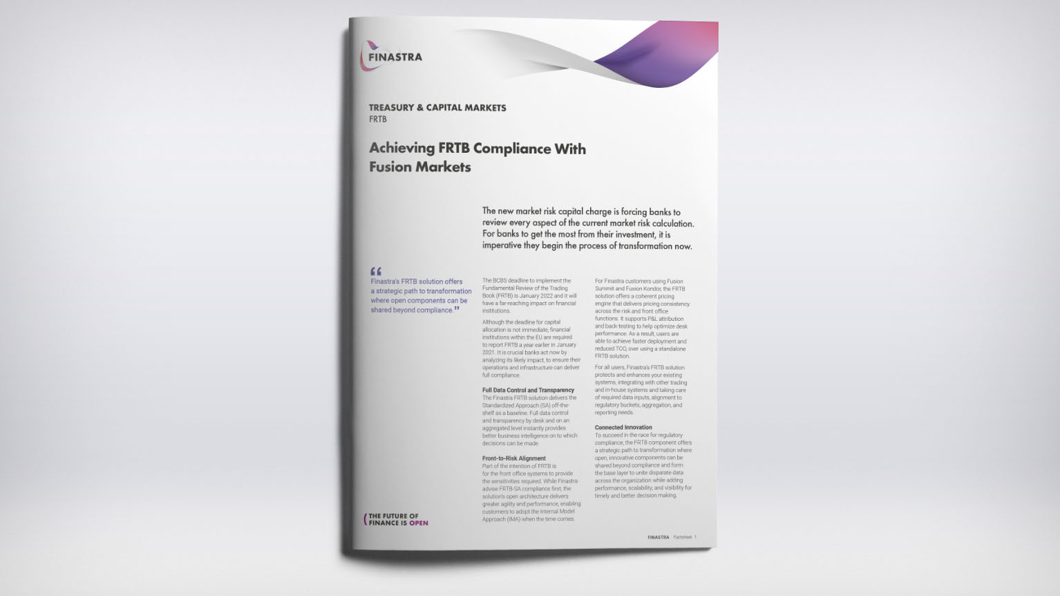 Achieving Frtb Compliance With Fusion Markets Finastra