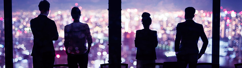 People looking out window