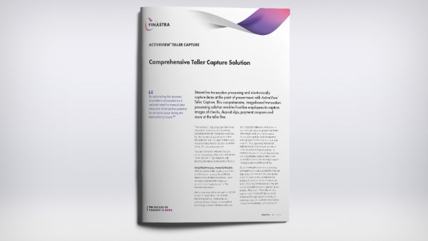 Fusion ActiveView Teller Capture - Comprehensive, image-based solution
