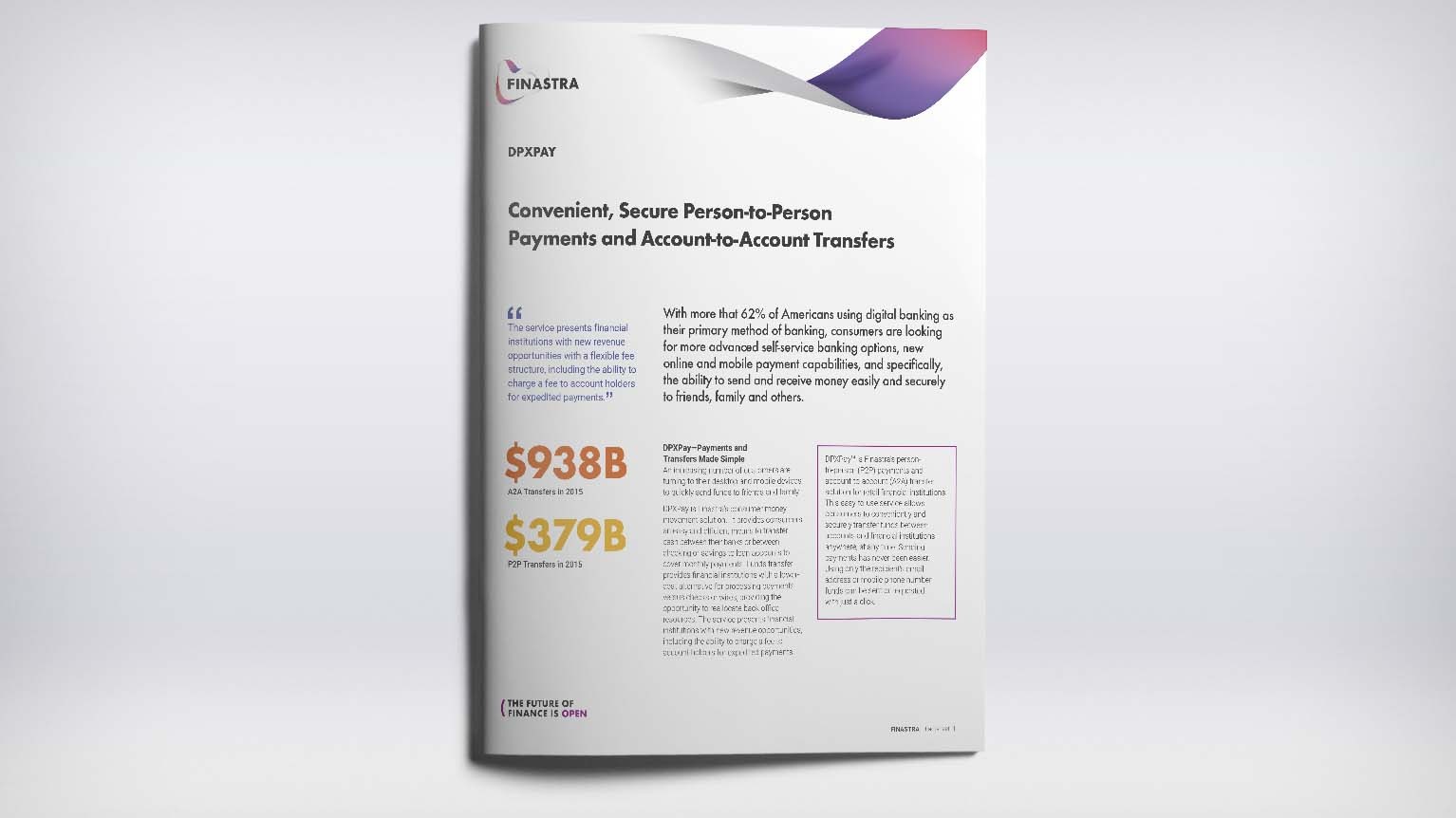Fusion DPXPay - Accountholder P2P and A2A transfers for community banks and credit unions Fusion DPXPay - Accountholder P2P and A2A transfers for community banks and credit unions