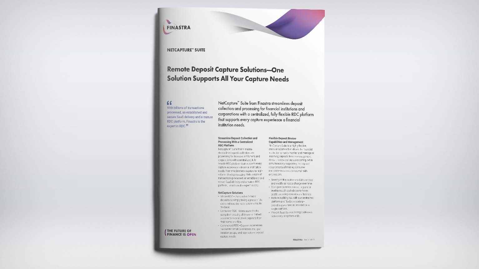 Fusion NetCapture- Remote Deposit Capture for community banks and credit unions Fusion NetCapture- Remote Deposit Capture for community banks and credit unions