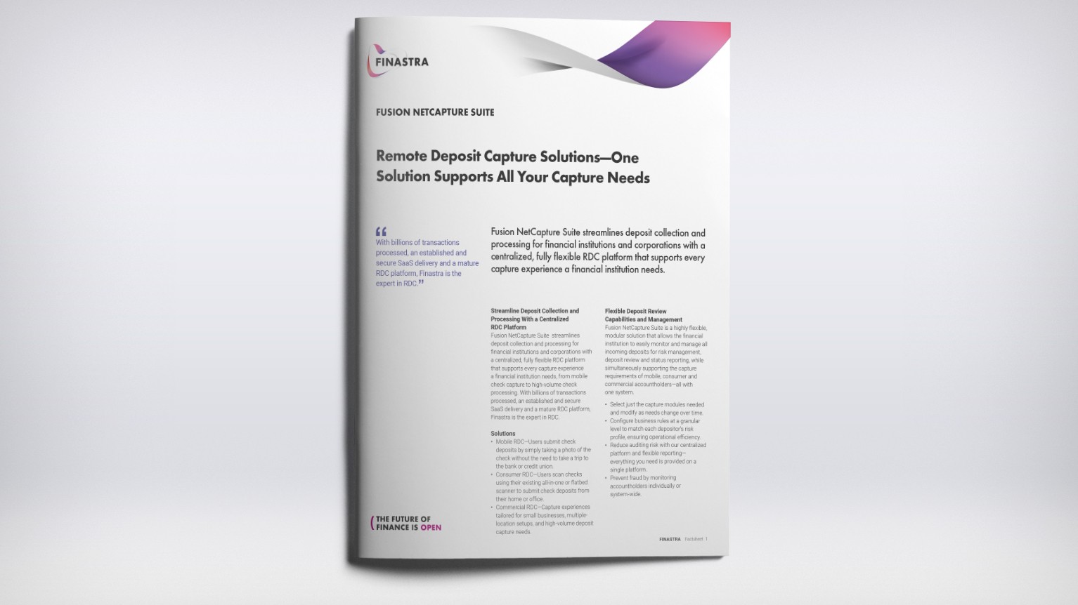 Fusion NetCapture - Remote Deposit Capture for community banks and credit unions