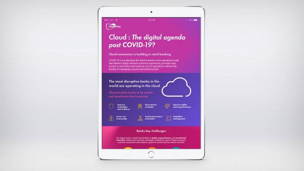 Cloud : The digital agenda post COVID-19? Image of tablet with infographic