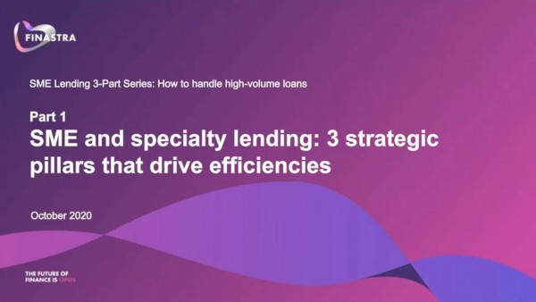 SME Lending: How to handle high-volume loans (Part 1 of 3) Presentation slideshow cover page with ribbon