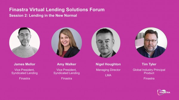 Finastra Virtual Lending Forum - It's Time for Digital Self-Service (Session 2) Presentation slideshow cover page with photos of speakers