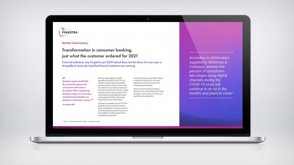 2021 Consumer Banking Outlook Image of laptop with market commentary