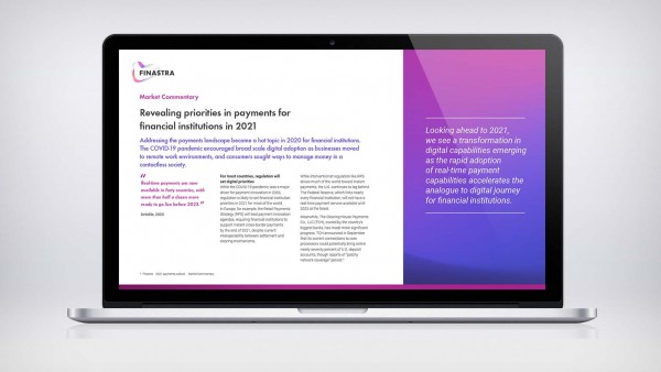 2021 Corporate Payments Outlook Image of laptop with market commentary