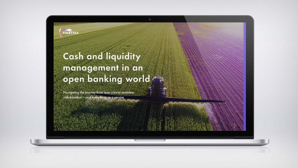 Cash and liquidity management in an open banking world Image of Laptop with machine watering crops