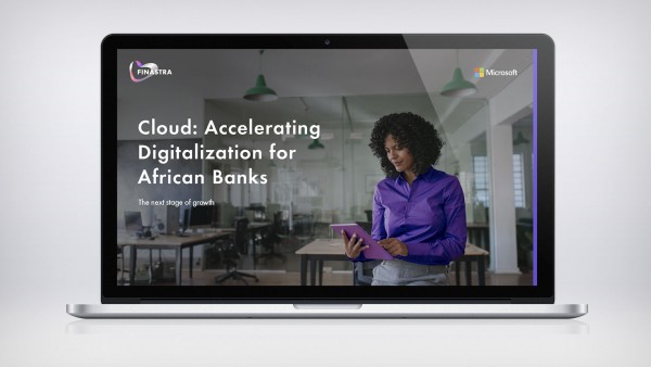 Cloud: Accelerating Digitalization for African Banks Image of laptop with woman and tablet in office