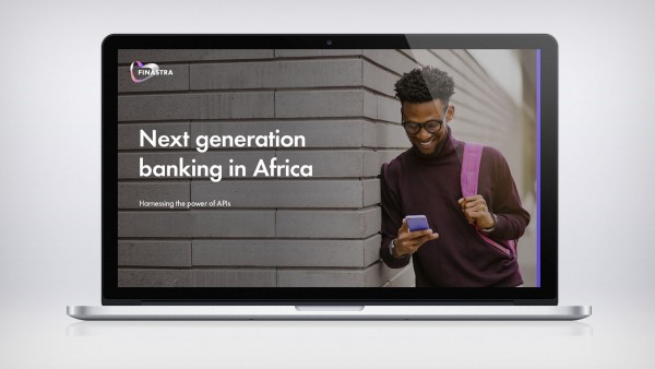 Next generation banking in Africa Image of laptop with man and phone