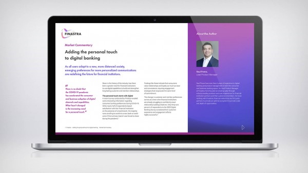 Adding the personal touch to digital banking Image of laptop with Market Insight