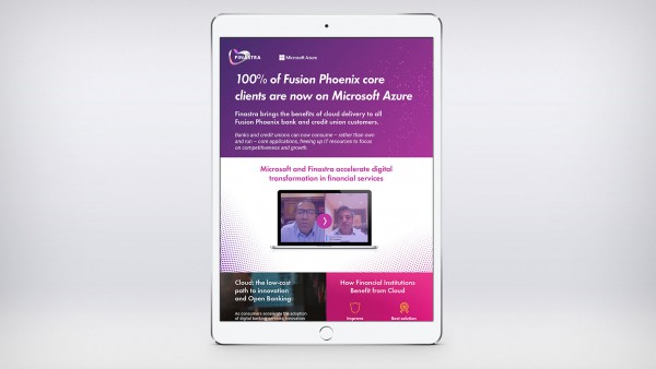 100% of Fusion Phoenix core clients are now on Microsoft Azure Image of tablet with brochure