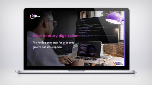 Bank treasury digitization: The fundamental step for economic growth and development Image of laptop with man on computers