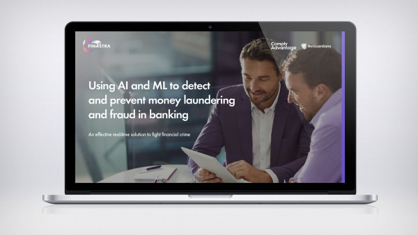 Using AI and ML to detect and prevent money laundering and fraud in banking Imgage of laptop with two men and a tablet