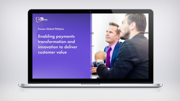Fusion Global PAYplus Brochure Image of laptop with two men