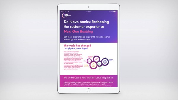 De Novo Banks: Reshaping the customer experience Image of tablet with infographic