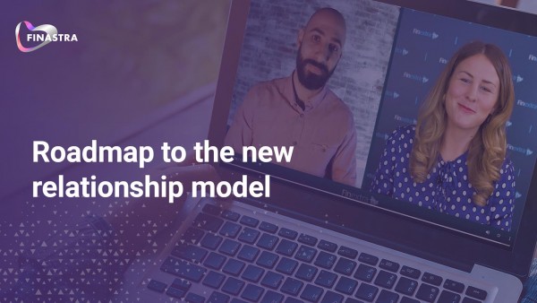 Roadmap to the new relationship model Image of laptop with splitscreen video conference