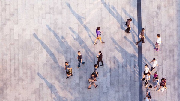 Tapping into the lucrative world of cross-border payments Image of top down view of people walking