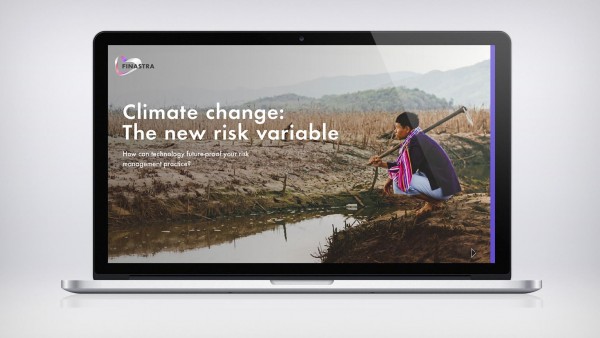 Climate change: the new risk variable Image of laptop with person by stream