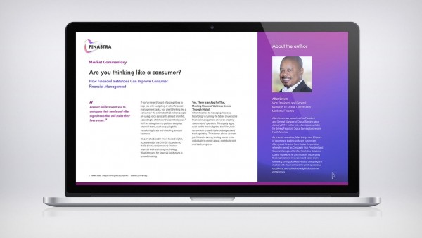 Are you thinking like a consumer? How financial institutions can improve consumer financial management Image of laptop with Market Insight