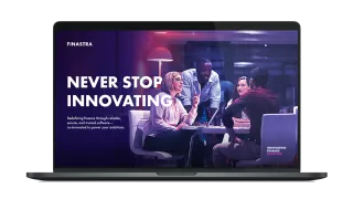 Image of laptop with cover slide for the "Never stop innovating" eBook