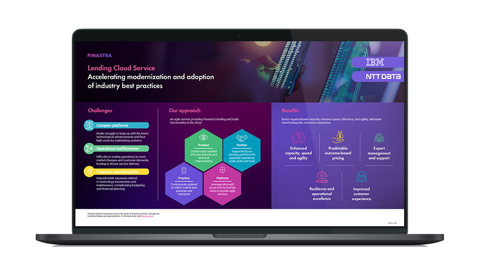 Image of laptop with cover slide for the Lending Cloud Service infographic