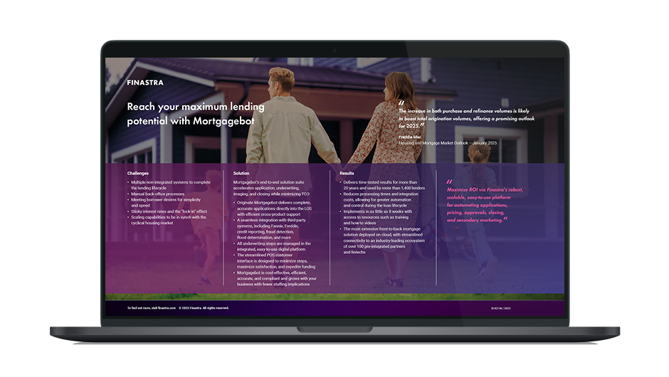 Image of laptop with cover slide of "Reach your maximum lending potential with Mortgagebot" infographic