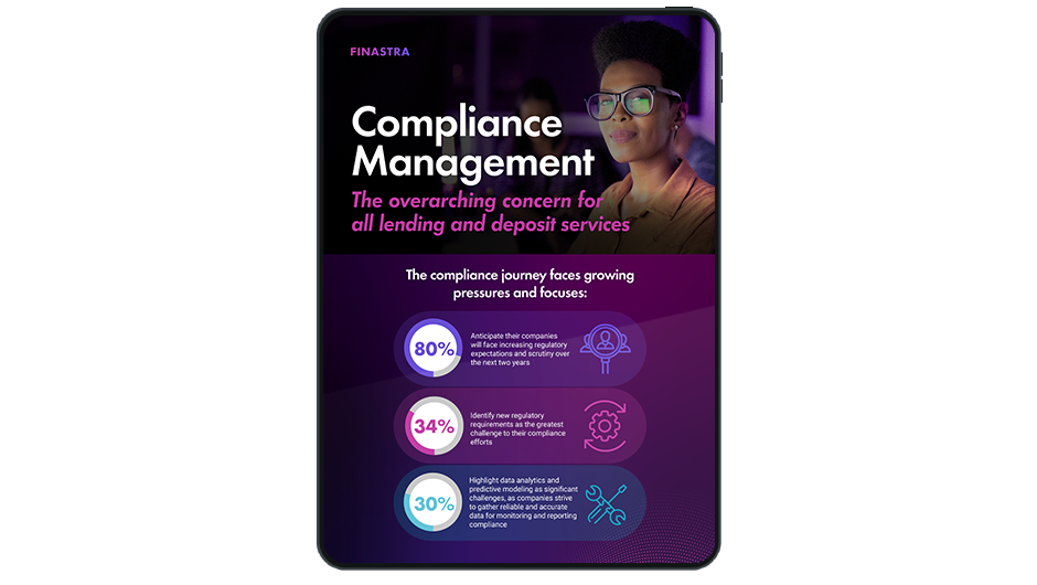 Image of tablet with cover slide for the Compliance Management infographic