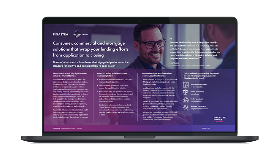 Cover image of "Consumer, commercial and mortgage solutions that wrap your lending efforts from application to closing" infographic