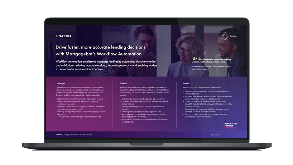 Image of laptop with cover slide of "Workflow automation spotlight" infographic