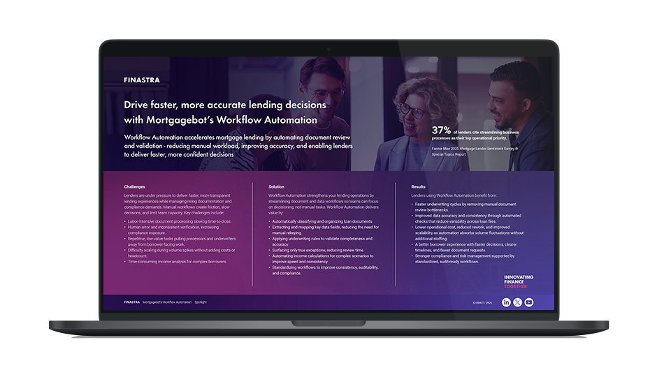 Image of laptop with cover slide of "Workflow automation spotlight" infographic