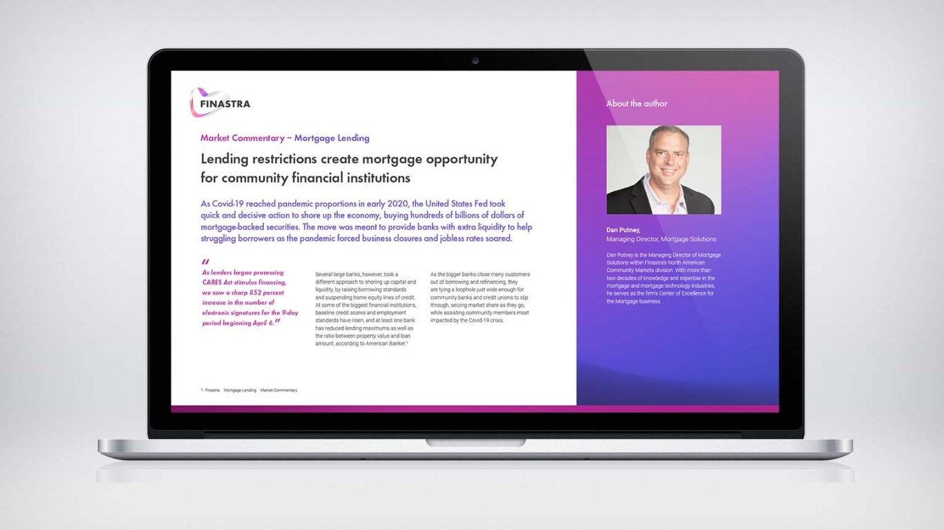 Lending restrictions create mortgage opportunity for community financial institutions