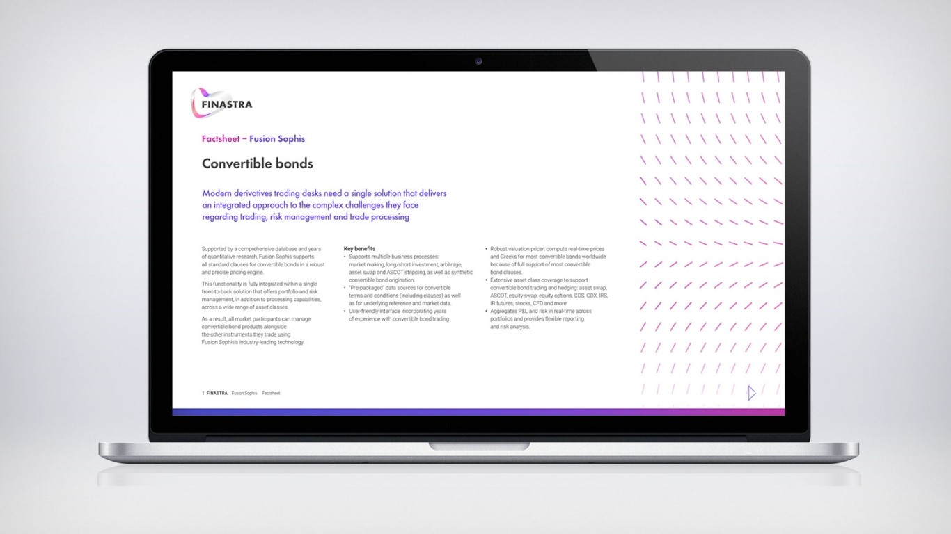 Image of laptop with slide on Fusion Sophis Convertible Bond (Factsheet)