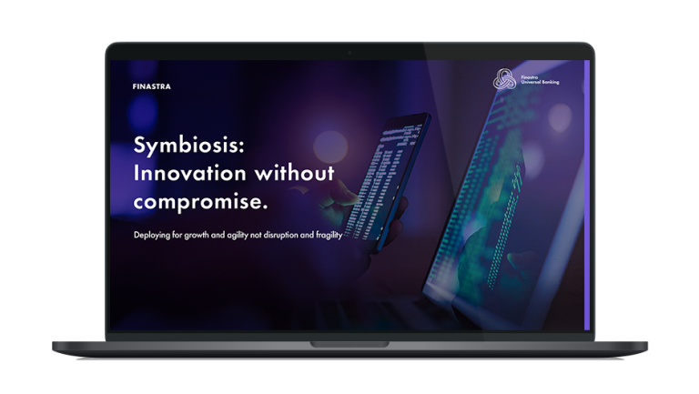 Image of laptop with cover slide for "The advantage of a symbiosis strategy" white paper