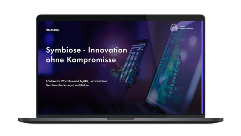 Image of laptop with cover slide of "The advantage of a symbiosis strategy" german white paper