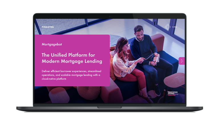 Image of laptop with cover slide for the "Mortgagebot platform overview" brochure