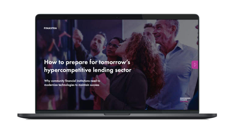 Image of laptop with cover slide of "How to prepare for tomorrow’s hypercompetitive lending sector" whitepaper