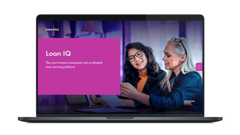 Image of laptop with cover slide for the "Loan IQ Solution Overview"