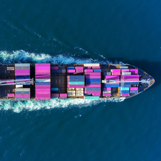 Cargo shipping containers on the water