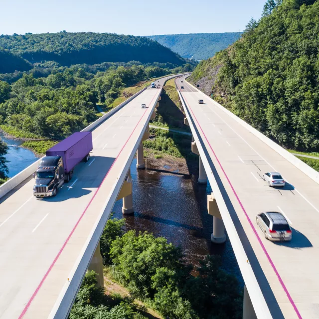 Trucks & cars driving on the highway