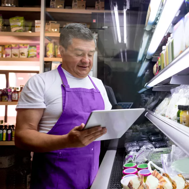 Main working as store with tablet