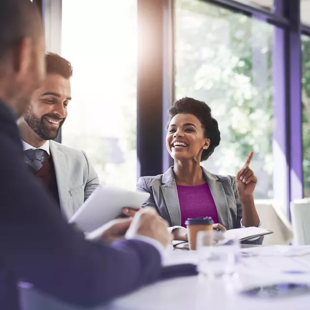Woman at meeting