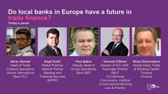 Slide with speakers of "Do local banks in Europe ..." Webinar