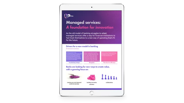 Image of tablet with cover slide for "Managed Services ..." infographic