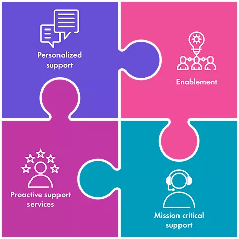 Personalized support - Enablement - Proactive support services - Mission critical support