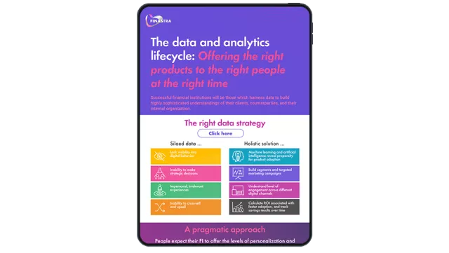 Image of tablet with cover slide for "The data and analytics lifecycle..." infographic