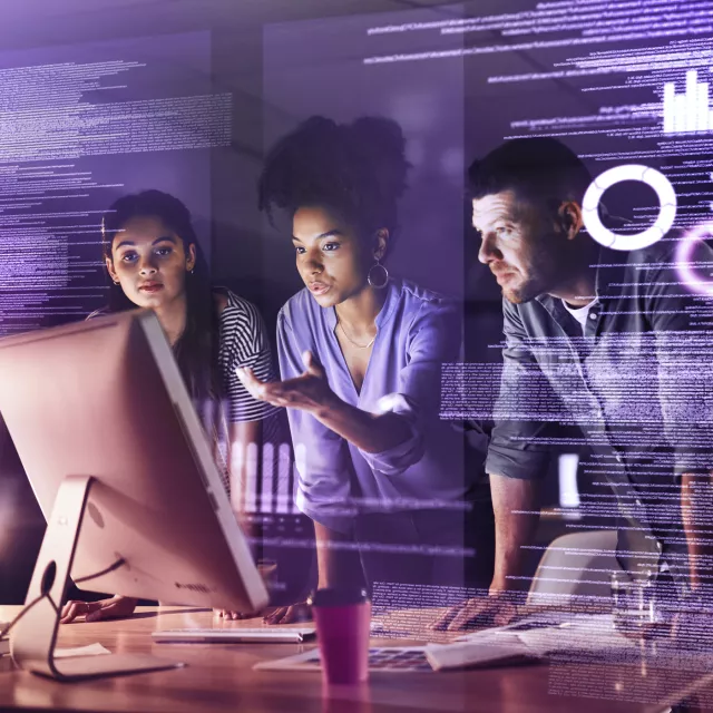Team working on computer