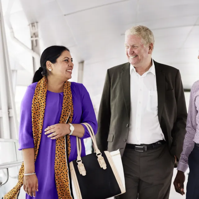 Woman and Man walking