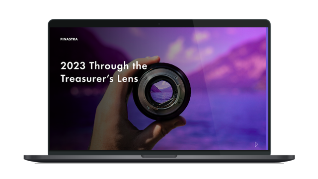 Image of laptop with cover slide for "2023 through the treasurer’s lens" white paper